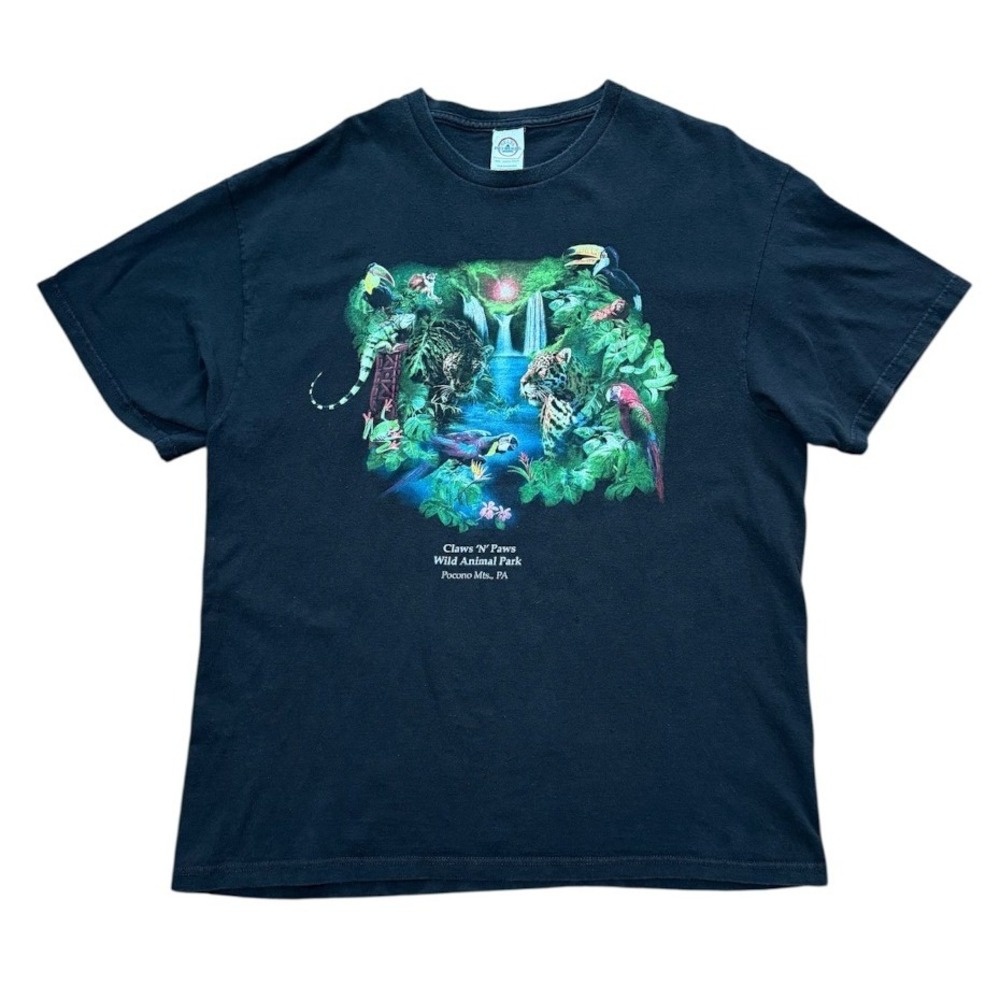 Vintage Y2K Claws N Paws Wild Animal Park Jungle Nature Poconos Graphic T-Shirt